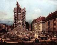 Вид Дрездена, руины церкви воздвижения, вид с востока