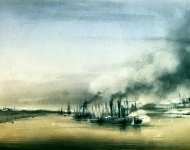 Действия парохода Ординарец и восьми канонерских лодок против крепости Исакчи. 1854 год.