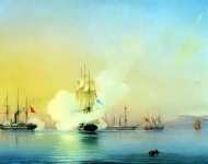 Бой 44-пушечного фрегата Флора с тремя турецкими пароходами у мыса Пицунда 9 ноября 1853 года