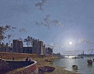 Вид на Темзу в Ламбетском дворце, под луной