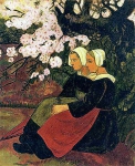 Две бретонки под цветущей яблоней