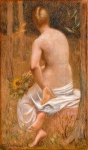Сидящая женщина, вид со спины (рисунок)