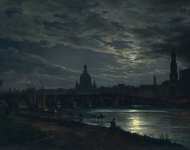 Вид Дрездена в лунную ночь