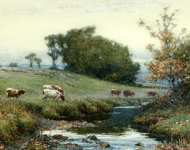Cattle Watering at a Riverside