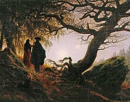 Мужчина и женщина, созерцающие луну