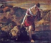 David dragging the head of Goliath