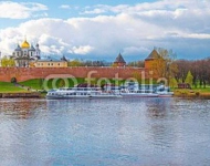 Россия, Великий Новгород. Крепостные стены и пароход