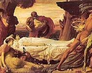 Борьба Геракла с богом смерти Танатосом, прибывшим за телом Альцесты