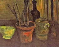 Still Life of Paintbrushes in a Flowerpot