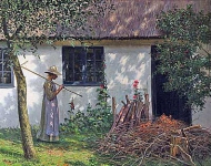 Karl Harald Alfred Broge «A girl in front of a white cottage»