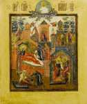 Рождество Пресвятой Богородицы (стиль Палеха) (конец XVIII века) (35.5 x 31 см) (Частное собрание)