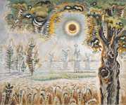 Burchfield Charles Ephraim - Июльское иссушающее солнце Бумага акварель