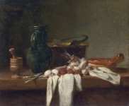 Chardin Jean-Baptiste Simeon - Натюрморт с пестиком и ступкой кувшином и медным котлом