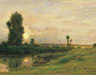 Daubigny Charles-Francois - Восход луны на берегах реки Уазы