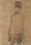 Schiele Egon - Автопортрет   Бумага акварель и древесный уголь