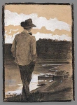 Молодой человек на берегу реки