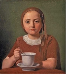 Портрет маленькой девочки, Элизы Кёбке, с чашкой