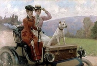 Дамы Голдсмит в Булонском лесу в 1897 году на автомобиле