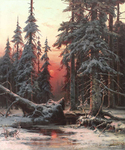 Зимний лес на закате