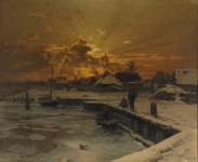 Рыбацкая деревня в зимний период