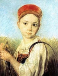 Крестьянская девушка с серпом во ржи