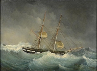 Двухмачтовый корабль в шторм, Вирджиния