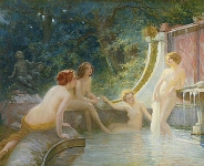 Юные купальщицы в фонтане