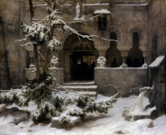 Сад монастыря в снегу