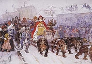 Большой маскарад в 1722 году на улицах Москвы с участием Петра I и князя-кесаря И. Ф. Ромодановского