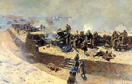 Отражение бомбардировки англо-французского флота со стороны Александровской батареи 5 октября 1854 года. Севастополь