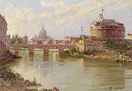 The Tiber and The Castel Saint Angelo and Fisherman on the Venetian Lagoon