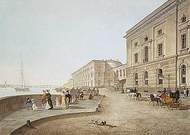 Вид набережной Невы у здания Старого Эрмитажа