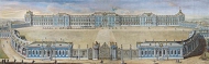 Вид Екатерининского дворца в Царском Селе со стороны парадного двора и циркумференций