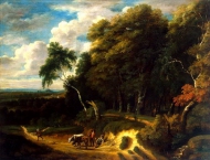 Пейзаж с погонщиками скота на дороге