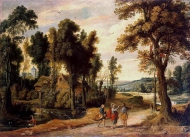 Пейзаж с изображением Христа с учениками на пути в Эммаус