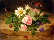 Букет цветов с бабочкой