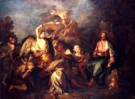 Христос в пустыне, окруженный ангелами