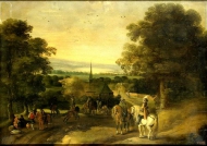 Пейзаж с группой кавалеристов