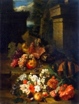 Цветы, фрукты и еж