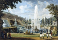 Вид Большого Каскада, фонтана Самсона и Большого дворца в Петергофе