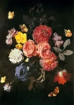 Натюрморт с цветами и бабочками