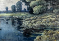 Willows and Reeads in a River Landscape