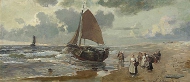 Лодки на голландском берегу моря