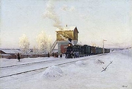 На полустанке. Зимнее утро на Уральской железной дороге