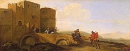 Всадники, скачущие к воротам крепости