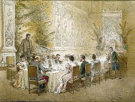 Обед в Беловежском охотничьем дворце в конце августа 1894 г.