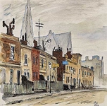 View of Elm Street and St Yeghiche Armenian Church, Chelsea, London