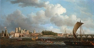 Westminster from Lambeth, with the Ceremonial Barge of the Ironmongers' Company