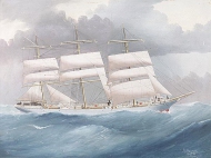 Трех мачтовый корабль Brynymor в море
